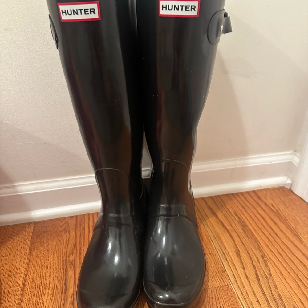 Hunter Glossy Black Waterproof Boots